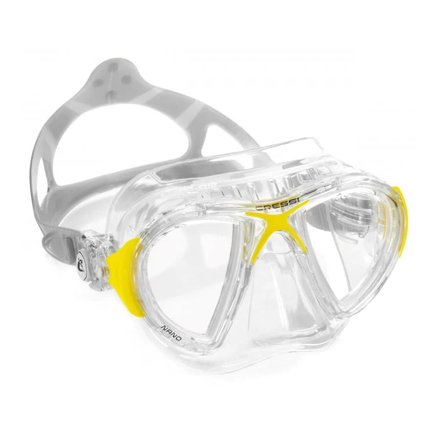 Cressi Nano Weiß-gelbe Tauchmaske Mit Klaren Gläsern 1 Cressi Nano Weiß-gelbe Tauchmaske Mit Klaren Gläsern